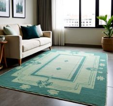 Teal Medallion Wool Rug